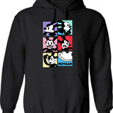 Moo Deng Vintage Style Hoodie - Retro Graphic Cosy Pullover - Black
