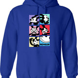 Moo Deng Vintage Style Hoodie - Retro Graphic Cosy Pullover - Blue