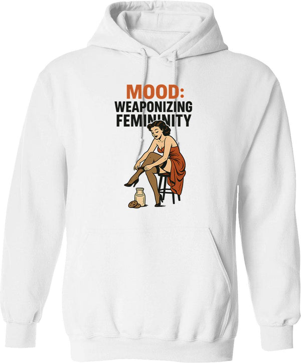 Mood Hoover Hoodie - Retro Graphic Pullover Hoodie for Men & Women - White