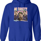 No Turkey Retro Peep Show Fan Art Graphic Pullover Hoodie - Blue