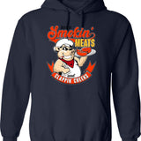 Old Row Smokin Meats and Clappin Cheeks BBQ Graphic Pullover Hoodie - Navy