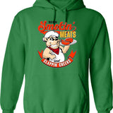 Old Row Smokin Meats and Clappin Cheeks BBQ Graphic Pullover Hoodie - Green