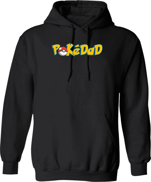 Pokedad Retro Gift for Dad Graphic Pullover Hoodie - Black
