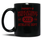 Property Of Miskatonic University Athletic Dept Black Coffee Mug, Gift Coffee Mug
