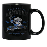 Property of Danbury Trashers Worn lts Baseball ¾ Sleeve Black Coffee Mug, Gift Coffee Mug - Black