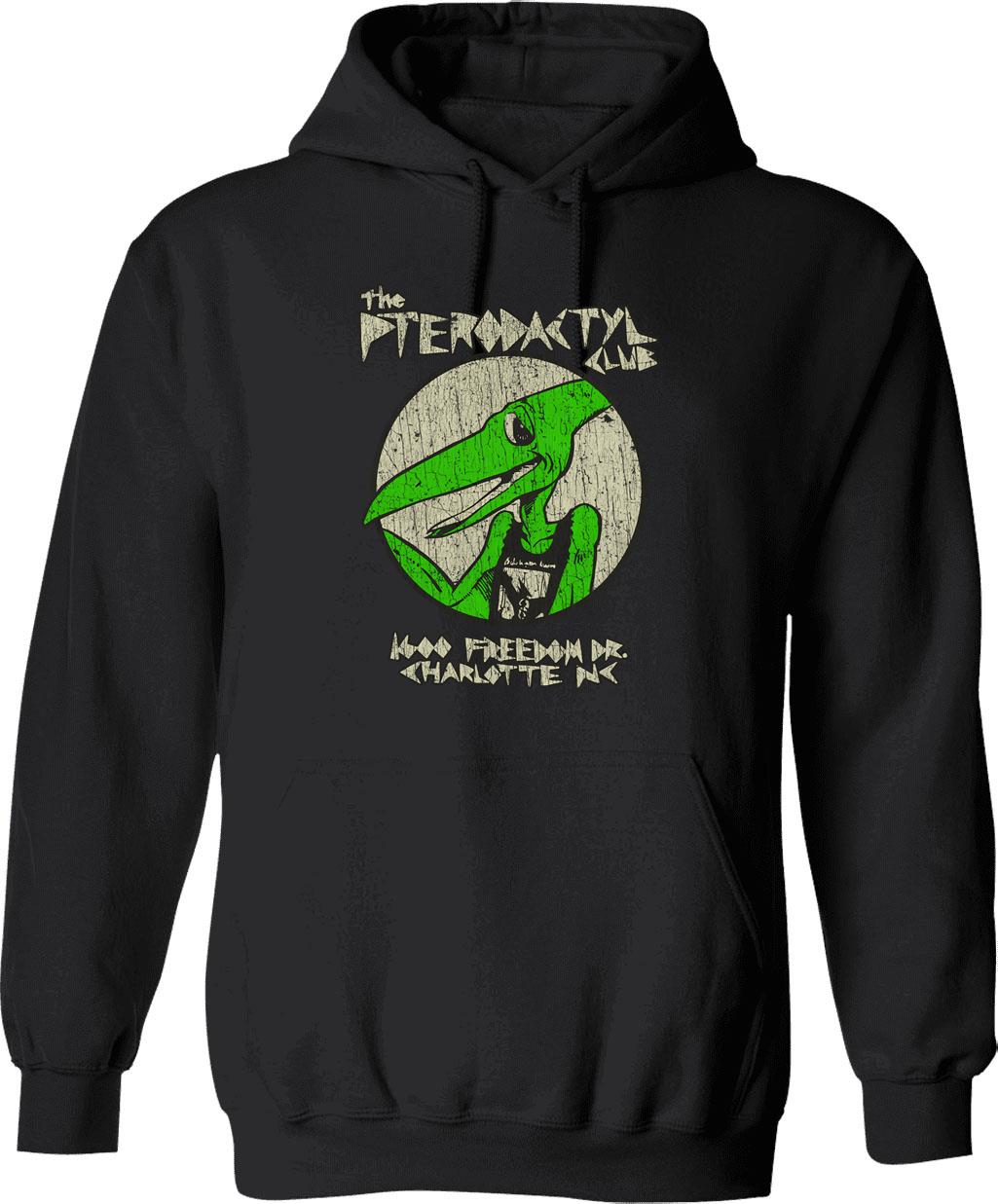 Pterodactyl Club 1987 Graphic Pullover Hoodie - Black