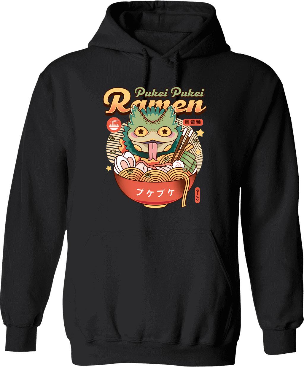 Pukei Pukei Ramen Vintage Graphic Pullover Hoodie - Black