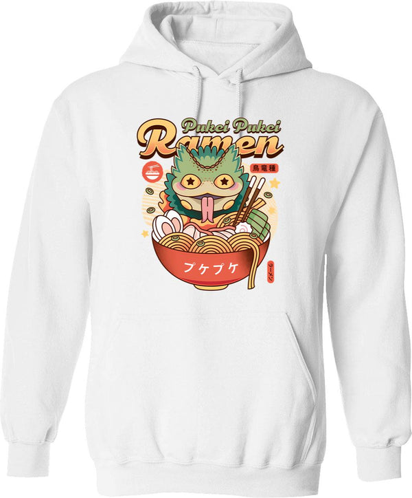 Pukei Pukei Ramen Vintage Graphic Pullover Hoodie - White