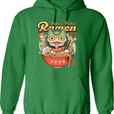Pukei Pukei Ramen Vintage Graphic Pullover Hoodie - Green