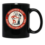 Reddy Kilowatt Electricity Will Kill You Vintage Black Coffee Mug, Gift Coffee Mug - Black