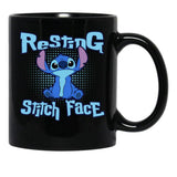 Resting Stitch Face Black Coffee Mug, Gift Coffee Mug - Black