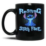 Resting Stitch Face Black Coffee Mug, Gift Coffee Mug
