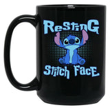 Resting Stitch Face Black Coffee Mug, Gift Coffee Mug - Black