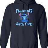 Resting Stitch Face Graphic Pullover Hoodie - Navy