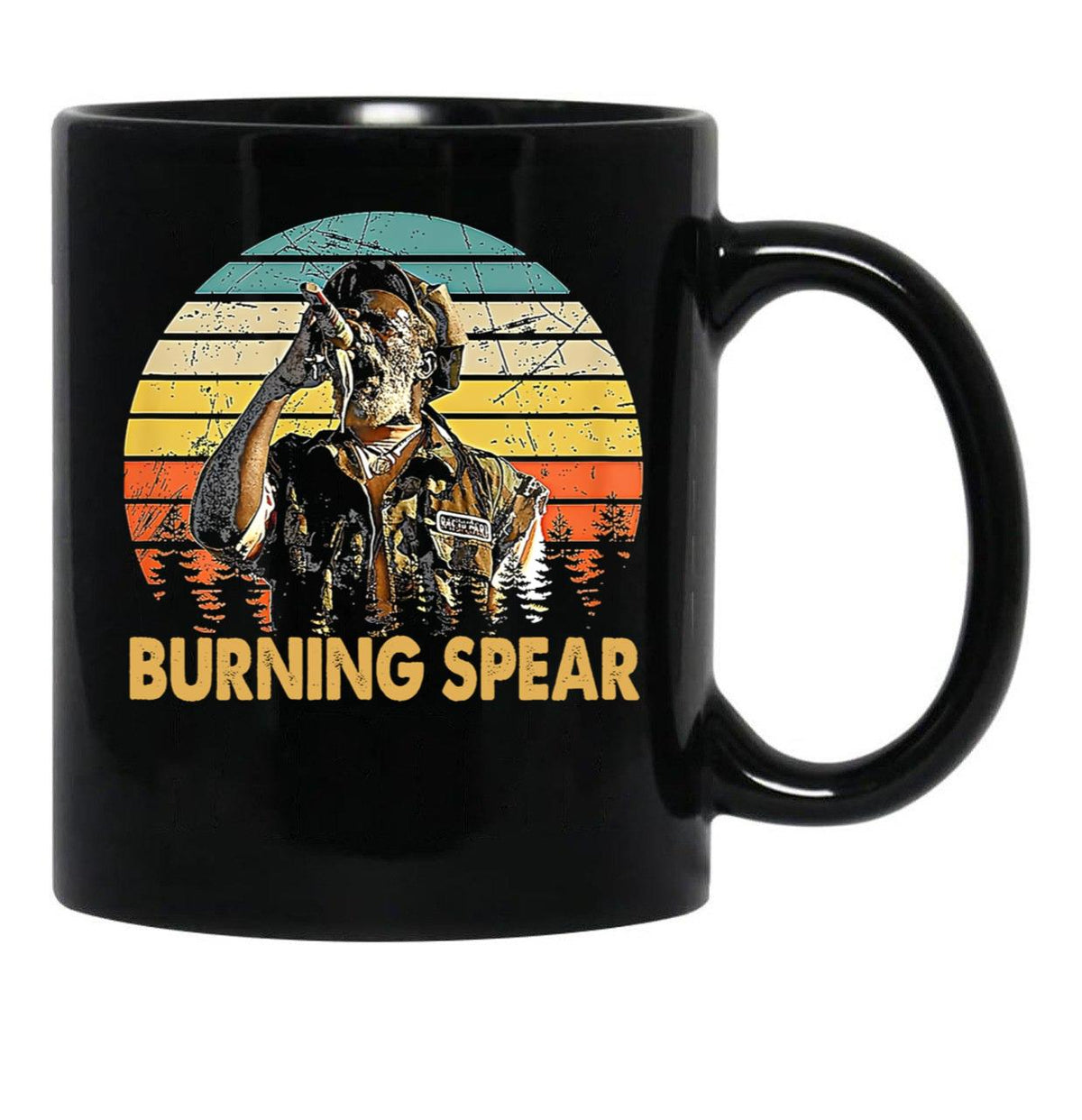 Retro Burning Art Spear Music Jamaican Singers Black Coffee Mug, Gift Coffee Mug - Black