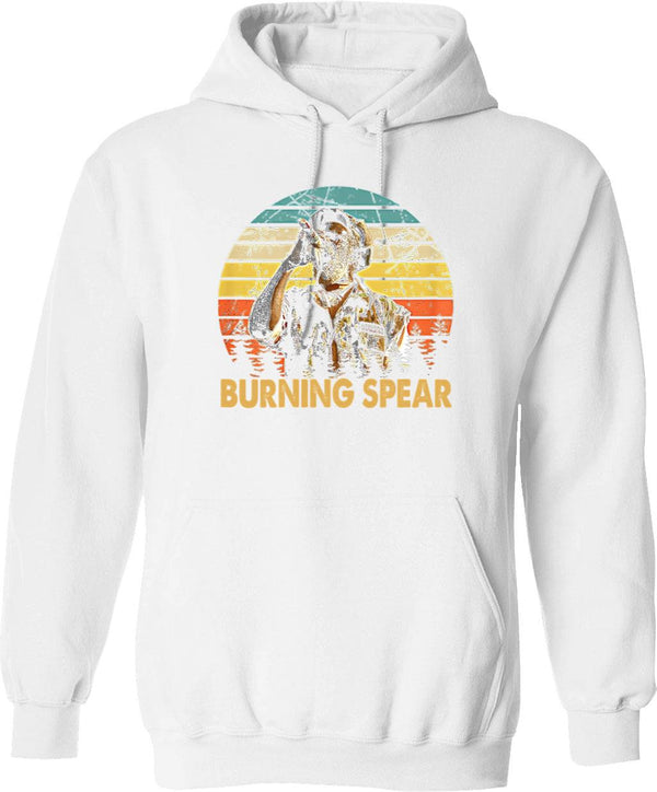 Retro Burning Art Spear Music Jamaican Singers Graphic Pullover Hoodie - White