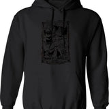Retro Monsters Graphic Pullover Hoodie - Black