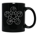 Rock Paper Scissors Lizard Spock Black Coffee Mug, Gift Coffee Mug - Black
