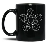 Rock Paper Scissors Lizard Spock Black Coffee Mug, Gift Coffee Mug