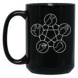 Rock Paper Scissors Lizard Spock Black Coffee Mug, Gift Coffee Mug - Black