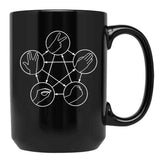 Rock Paper Scissors Lizard Spock Black Coffee Mug, Gift Coffee Mug