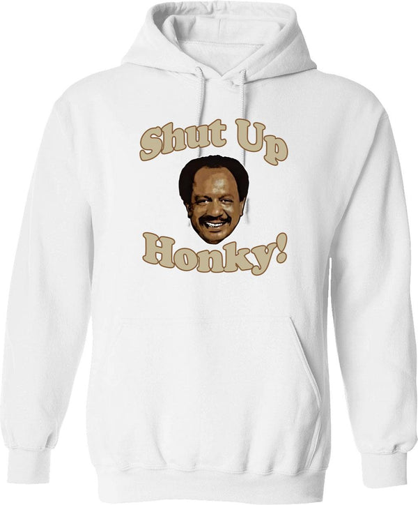 Shut Up Honky Worn Graphic Pullover Hoodie - White