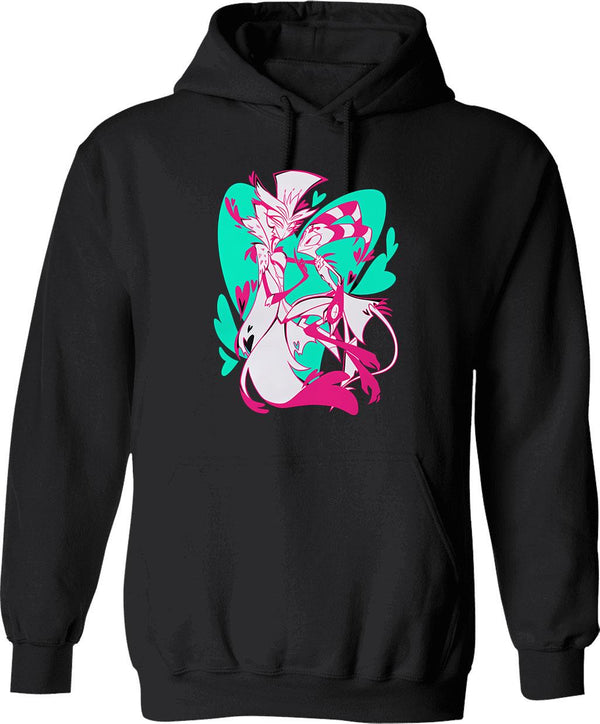 Stolas And Blitzo Valentines - Helluva Boss Graphic Pullover Hoodie - Black