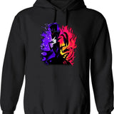 Stolas and Blitzo Inner Desires - Helluva Boss Photographic Print Graphic Pullover Hoodie - Black