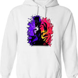 Stolas and Blitzo Inner Desires - Helluva Boss Photographic Print Graphic Pullover Hoodie - White