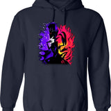 Stolas and Blitzo Inner Desires - Helluva Boss Photographic Print Graphic Pullover Hoodie - Navy