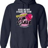 Suck Me Off and Make Me Gum Chewlie’s Gum Sucker Graphic Pullover Hoodie - Navy