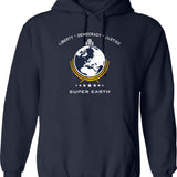 Super Earth Diving Into Hell For Liberty Graphic Pullover Hoodie - Navy