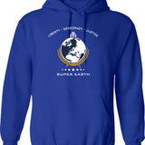 Super Earth Diving Into Hell For Liberty Graphic Pullover Hoodie - Blue