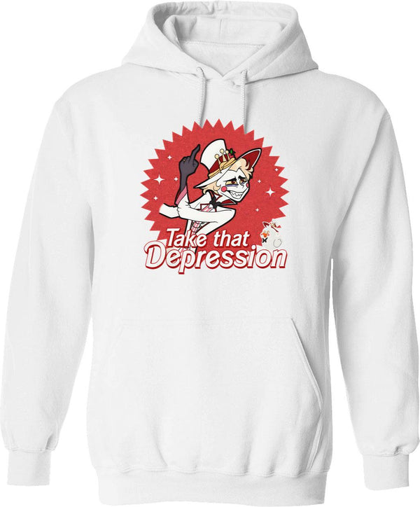 TAKE That Depression Hoodie Graphic Pullover Hoodie - White