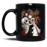 Terrifier 2- The Little Pale Girl and Art The Clown Black Coffee Mug, Gift Coffee Mug