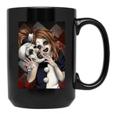 Terrifier 2- The Little Pale Girl and Art The Clown Black Coffee Mug, Gift Coffee Mug