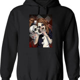 Terrifier 2- The Little Pale Girl and Art The Clown Graphic Pullover Hoodie - Black
