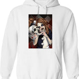 Terrifier 2- The Little Pale Girl and Art The Clown Graphic Pullover Hoodie - White