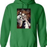 Terrifier 2- The Little Pale Girl and Art The Clown Graphic Pullover Hoodie - Green