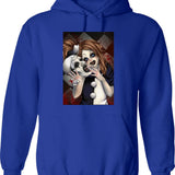 Terrifier 2- The Little Pale Girl and Art The Clown Graphic Pullover Hoodie - Blue