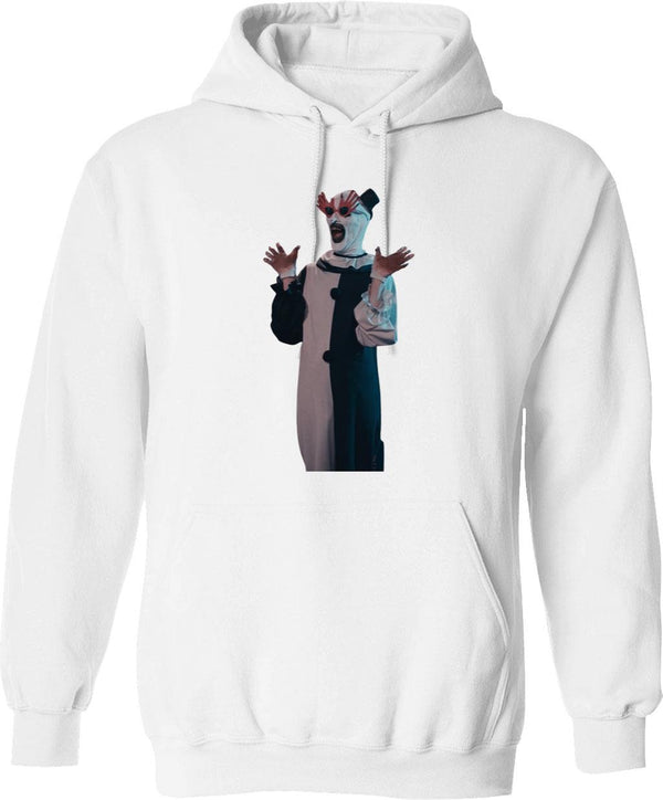 Terrifier Art The Clown Sunglasses Graphic Pullover Hoodie - White