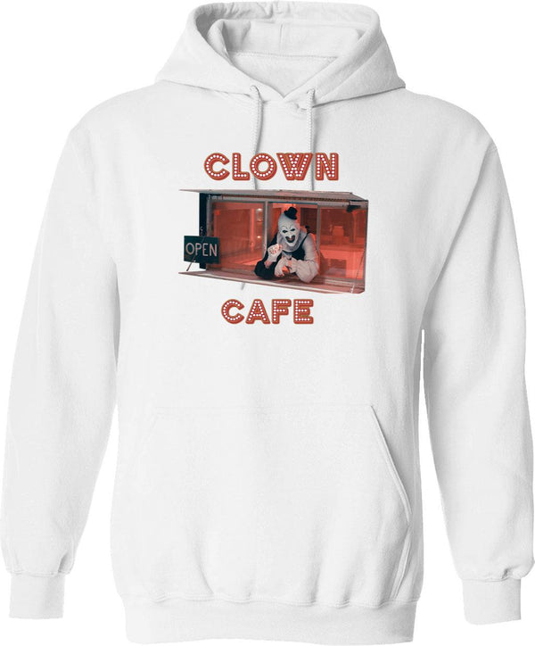 Terrifier Clown Cafe Essential Graphic Pullover Hoodie - White