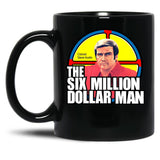 The Six Million Dollar Man Logo Vintage Black Coffee Mug, Gift Coffee Mug