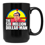 The Six Million Dollar Man Logo Vintage Black Coffee Mug, Gift Coffee Mug