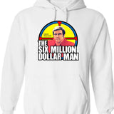 The Six Million Dollar Man Logo Vintage Graphic Pullover Hoodie - White