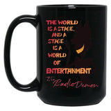 The World Is A Stage The Radio Demon Hazbin Hotel Black Coffee Mug Black Coffee Mug, Gift Coffee Mug - Black
