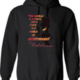 The World Is A Stage The Radio Demon Hazbin Hotel Black Graphic Pullover Hoodie - Black