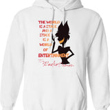 The World Is A Stage The Radio Demon Hazbin Hotel Black Graphic Pullover Hoodie - White