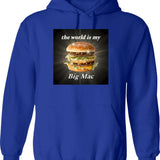 The World is My Big Mac Graphic Pullover Hoodie - Blue