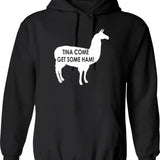 Tina Come Get Some Ham - Napoleon Dynamite Quote Graphic Pullover Hoodie - Black